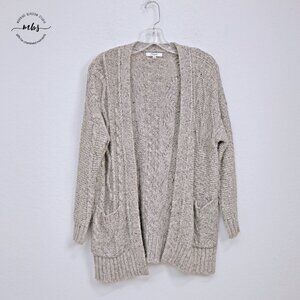 Madewell Marled Panelstitch‎ Wool Blend Knit Open Cardigan Tan Gray Women S